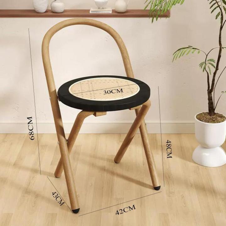 Opvouwbare stoel, rugleuning thuis rotan eettafel en stoelen, thuis eetkamerstoel, opvouwbaar, krukken for buiten(Light Wood)