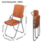 Klapstoel, eetstoelen, klapstoelen, set van 6 klapstoelen van leer en stalen frame, stabiele klapstoel, Furniture, conferentiestoel voor gasten of evenementen in de open lucht, ora