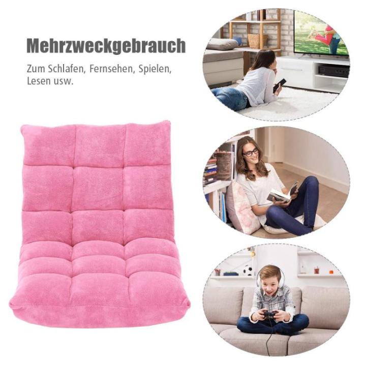 Vloerstoel met verstelbare rugleuning, gestoffeerd, vloerkussen, opvouwbaar, meditatiestoel, relaxstoel, Thais kussen voor vrije tijd, meditatie, yoga (roze)