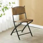 Geweven balkon rotan stoel, rotan rugleuning stoel, rotan kruk, opvouwbare stoel, buiten vrijetijds stoel(Two-tone)