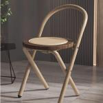 Opvouwbare stoel, rugleuning thuis rotan eettafel en stoelen, thuis eetkamerstoel, opvouwbaar, krukken for buiten(Light Wood)