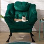 Relax Fauteuil Woonkamer Stoel Slaapkamer Stoel Lounge Stoel met Armleuningen Leesstoel Accentstoel met Stalen Frame, Groen