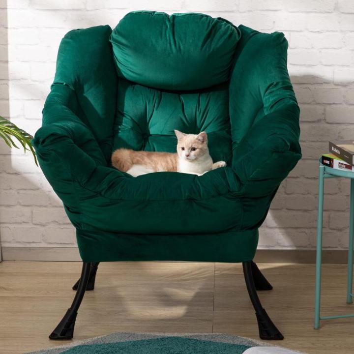 Relax Fauteuil Woonkamer Stoel Slaapkamer Stoel Lounge Stoel met Armleuningen Leesstoel Accentstoel met Stalen Frame, Groen