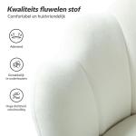 Fauteuil van fluweel met dikke rugleuning, moderne loungestoel met gouden poten, comfortabele armleuningstoel voor woonkamer, slaapkamer en eetkamerstoel, wit