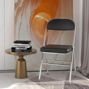 Klapstoel, gevoerde draagbare klapstoelen, metalen frame van staal, 150 kg draagkracht, klapstoel, kunstleer, zwart, bureaustoel voor feestjes, bruiloften, picknicks, campingstoele