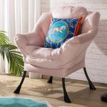 Relax Fauteuil Woonkamer Stoel Slaapkamer Stoel Lounge Stoel met Armleuningen Leesstoel Accentstoel met Stalen Frame, Lichtroze