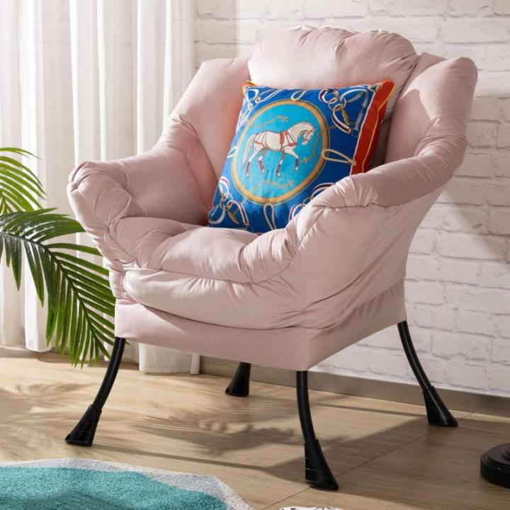 Relax Fauteuil Woonkamer Stoel Slaapkamer Stoel Lounge Stoel met Armleuningen Leesstoel Accentstoel met Stalen Frame, Lichtroze