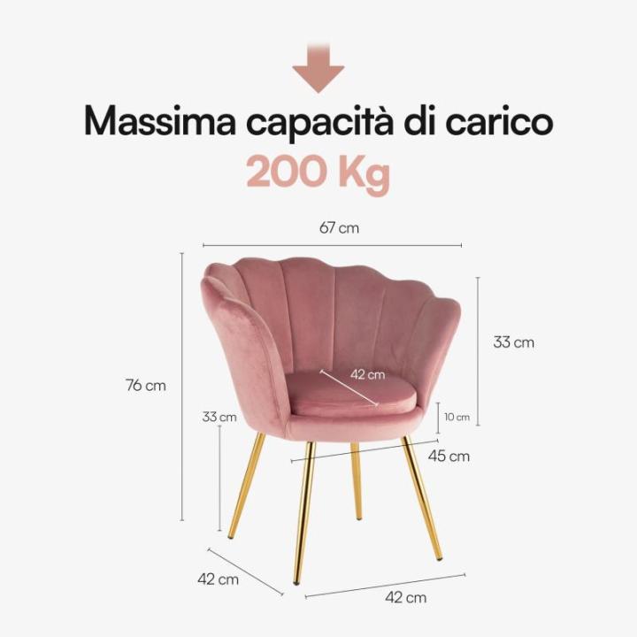 Gestoffeerde fauteuil met schelp-rugleuning van poederfluweel met poten van goud, stoel voor woonkamer en slaapkamer, super comfortabel, relaxstoel 69 x 71 x 84 cm