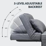 Fauteuil met kruk, slaapstoel, inklapbaar met bedfunctie, met slaapfunctie, om te zetten stoel, bed, uitschuifbare slaapstoel, belastbaar tot 300 kg, grijs, 91 x 69 x 35 cm