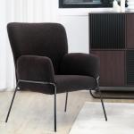 Freia Loungestoel, woonkamerstoel, cocktailstoel, gestoffeerde stoel, woonkamer, moderne accentstoel met rugleuning, relaxstoel, zwart