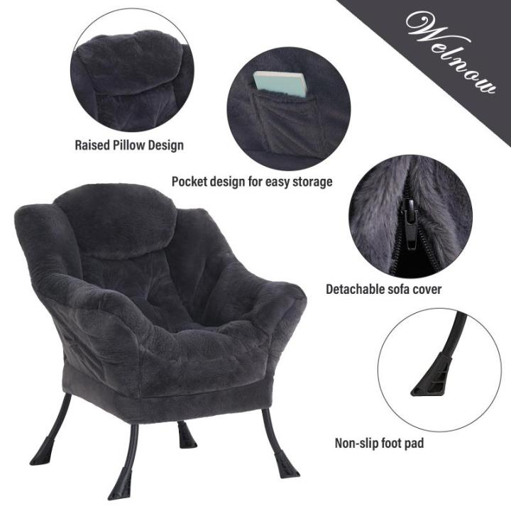 Lazy Chair Moderne lounge-accentstoel met armleuningen en een zijzak, gestoffeerde bankstoelset voor vrije tijd, leesstoel met voetensteun voor kleine ruimtes, hoekstoel