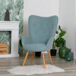 Leunstoelen, moderne relaxstoel loungestoel gestoffeerde stoel met massief houten poten, groente, 67x51,5x103,6cm