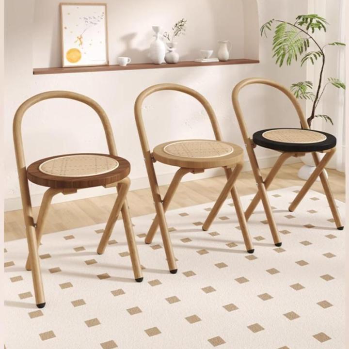 Opvouwbare stoel, rugleuning thuis rotan eettafel en stoelen, thuis eetkamerstoel, opvouwbaar, krukken for buiten(Light Wood)