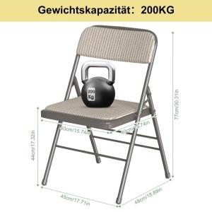 Set van 2 klapstoelen, gestoffeerd, beige-grijs gestreepte klapstoelen met metalen frame, klapstoel van stof, campingstoel, klapstoel, balkon, tuin, stoelen, vouwstoel voor gasten 
