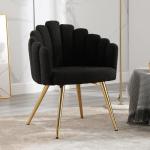 Fauteuils Fauteuil van imitatiebont voor woonkamer gestoffeerde kaptafel voor slaapkamer moderne accentstoel met metalen poten (zwart)