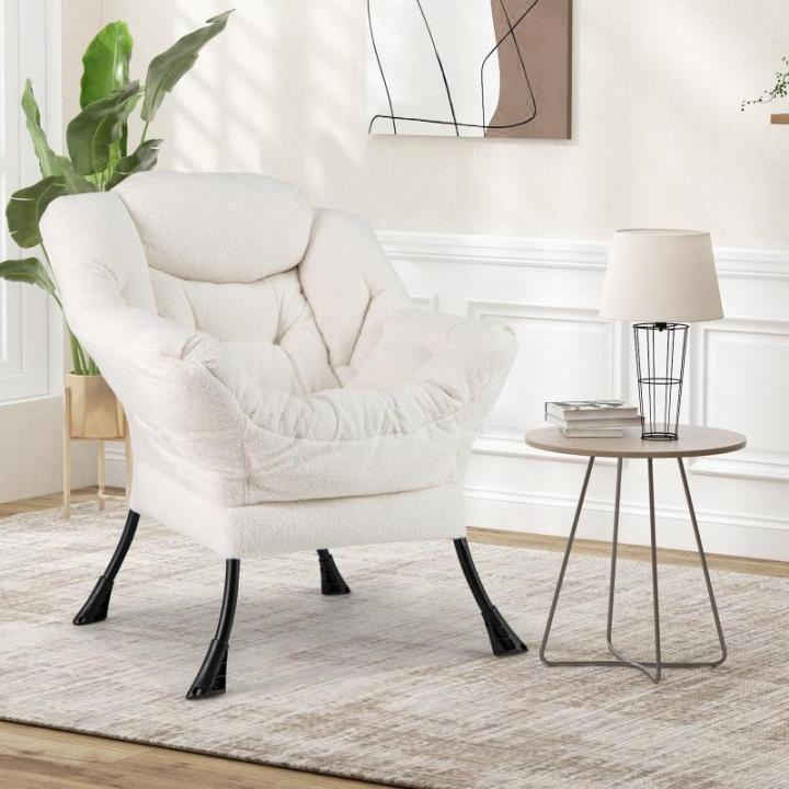 Fauteuil, gestoffeerd, relaxstoel met armleuningen en zijzak, loungestoel, televisiestoel, oorfauteuil voor woonkamer, slaapkamer, kantoor (beige)