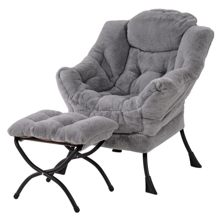 Lazy Chair Moderne lounge-accentstoel met armleuningen en een zijzak, gestoffeerde bankstoelset voor vrije tijd, leesstoel met voetensteun voor kleine ruimtes, hoekstoel