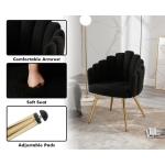 Fauteuils Fauteuil van imitatiebont voor woonkamer gestoffeerde kaptafel voor slaapkamer moderne accentstoel met metalen poten (zwart)