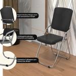Klapstoel metaal - vouwstoel met soft-Skin gevoerd en rugleuning - zwarte klapstoel met armleuningen, klapstoel balkon camping klapstoelen vouwstoel klapstoel bijzetstoel gastensto