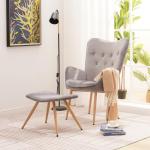 De -oorfauteuil met YORK-kruk, grijs, fluwelen hoes, comfortabel gestoffeerd, tv-fauteuil, gestoffeerde fauteuil