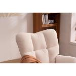 Moderne Wingback Tufted Schommelstoel met Gewatteerde Zitting en Massief Houten Poten Wit