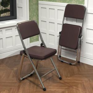 Stabiele klapstoel, klapstoel van staal, Soft-Skin kunstleer, klapstoel, gevoerd, tot 100 kg belastbaar, campingstoel, klapstoel, balkon, tuin, stoelen, bezoekersstoel, chocoladebr