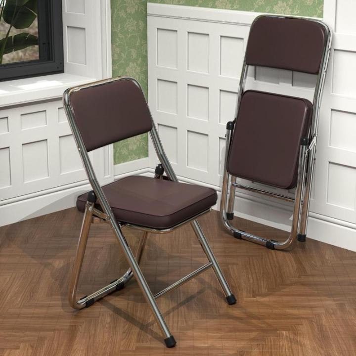 Stabiele klapstoel, klapstoel van staal, Soft-Skin kunstleer, klapstoel, gevoerd, tot 100 kg belastbaar, campingstoel, klapstoel, balkon, tuin, stoelen, bezoekersstoel, chocoladebr
