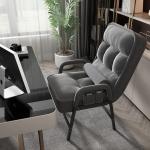 Fluwelen Accent Fauteuil voor Woonkamer Comfortabele Ligstoel met 6 snelheden Rugleuning Aanpassing Leesstoel voor Slaapkamer Stof Luie Sofa Stoel (Grijs 1)