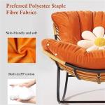 Binnen Buitenschommelstoel met Voetenbank Stoffen Gevoerde Loungestoel For Een Dutje, Stalen Schommelstoel, Comfortabele Accentstoel For Slaapkamer, Woonkamer, Kantoor(Orange,Witho