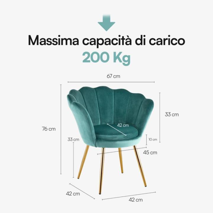 Tiffany fluwelen gestoffeerde stoel met schelp-rugleuning met poten van goud, stoel voor woonkamer en slaapkamer, super comfortabel, relaxstoel 69 x 71 x 84 cm