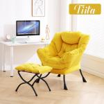 Lazy Chair met voetenbank, moderne grote accentloungestoel, vrijetijdsbank, armstoel met voetenbank voor slaapkamer, woonkamer, tuin, tuin en tuin