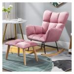 Moderne Roze Schommelstoel Glider met Ottomaanse voor Kinderkamer Hoge Rugleuning en Armleuningen Comfortabele Gestoffeerde Accent Stoel Ideaal voor Woonkamer