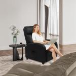 Televisiestoel, elektrische massagestoel, relaxstoel, tv-stoel met ligfunctie, ruststoel, leer (zwart)