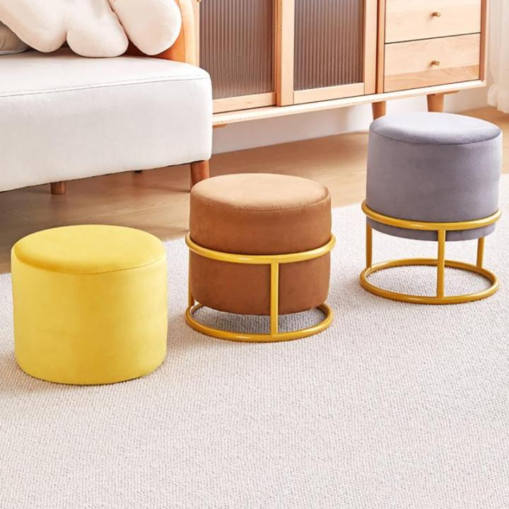 Stoelen, Ottomaanse Fluwelen Kruk, Moderne Voetkruk Ottomaan, Gestoffeerde Voetsteun Kubus Kruk Met Gouden Metalen Benen/Grijs/28 * 28 * 25Cm