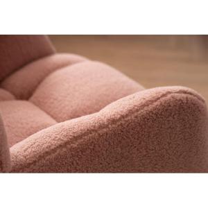 Moderne Tufted Wingback Schommelstoel met Gewatteerde Zitting en Massief Houten Poten Roze