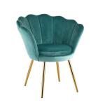 Tiffany fluwelen gestoffeerde stoel met schelp-rugleuning met poten van goud, stoel voor woonkamer en slaapkamer, super comfortabel, relaxstoel 69 x 71 x 84 cm