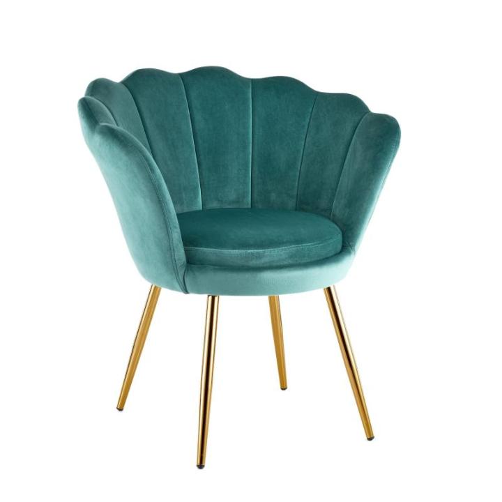 Tiffany fluwelen gestoffeerde stoel met schelp-rugleuning met poten van goud, stoel voor woonkamer en slaapkamer, super comfortabel, relaxstoel 69 x 71 x 84 cm