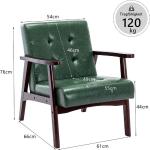 Retro houten stoel woonkamer massief hout stoel gestoffeerde stoel lounge stoel met armleuningen middeleeuws houten frame designstoel van kunstleer en eiken voor slaapkamer café b
