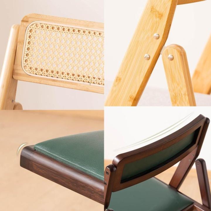 Opvouwbare stoel, huishoudelijke draagbare eetkamerstoel, bureaustoel, eenvoudige antieke rotan opvouwbare rugleuningstoel for buiten 82 * 50 * 47cm(Original colour)