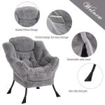 Lazy Chair Moderne lounge-accentstoel met armleuningen en een zijzak, gestoffeerde bankstoelset voor vrije tijd, leesstoel met voetensteun voor kleine ruimtes, hoekstoel