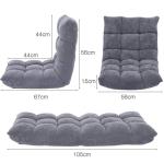 Vloerstoel, vloerstoel, bekleed inklapbaar, 14-traps verstelbaar vloerkussen met rugleuning, luie sofa, meditatiestoel, vensterstoel, grijs