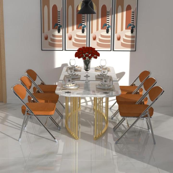 Set van 2 klapstoelen, gewatteerd, klapstoelen met metalen frame, klapstoel, campingstoel, klapstoel, balkon, tuin, stoelen, oranje, 100 kg belastbaar voor gasten en evenementen