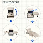 Fauteuil met kruk slaapstoel inklapbaar met bedfunctie met slaapfunctie om te zetten stoel bed uitschuifbare slaapstoel belastbaar tot 300 kg, beige