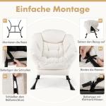 Fauteuil, gestoffeerd, relaxstoel met armleuningen en zijzak, loungestoel, televisiestoel, oorfauteuil voor woonkamer, slaapkamer, kantoor (beige)