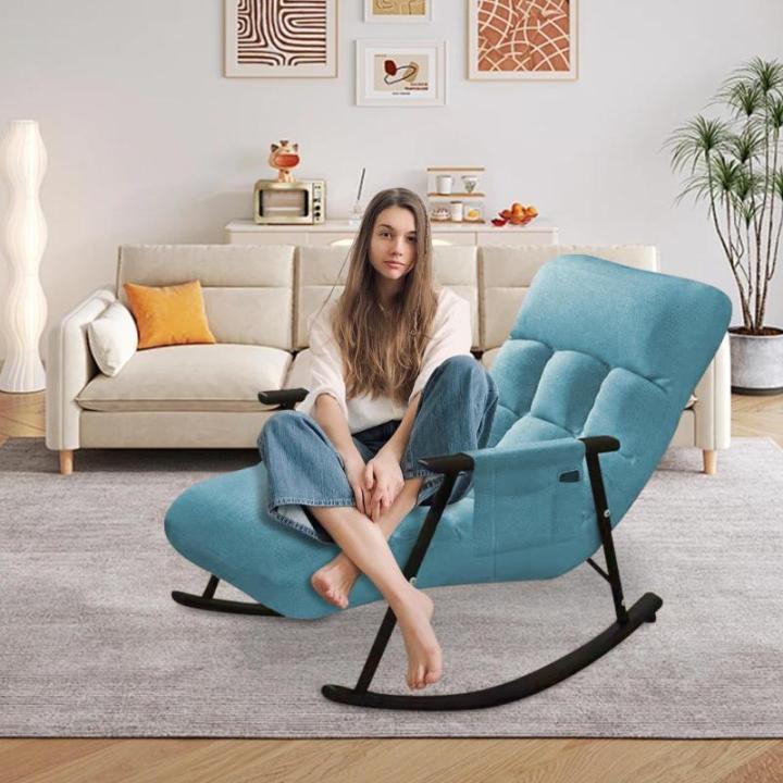 Schommelstoel voor slaapkamer, ligstoel met gevoerde zitting, schommel-ligstoel, moderne ligstoel, indoor en outdoor loungestoel, gliderstoel voor de woonkamer