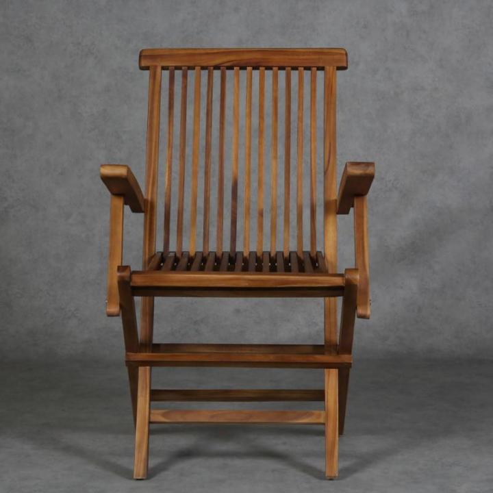 Houten klapstoel Eliano met armleuningen, retrostoel van massief hout, brede en stabiele armleuning, voor tuin, terras, keuken, lounge, eetkamer, AL1000