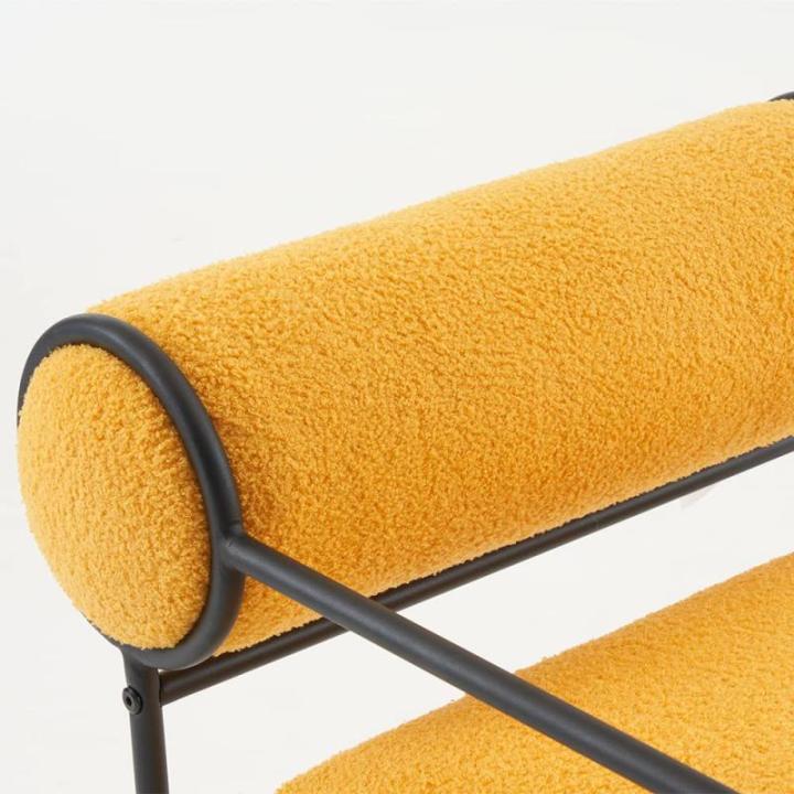 Cocktailstoel Teddy fauteuil set van 2 moderne loungestoelen met zwarte metalen poten voor woonkamer slaapkamer tot 120 kg geel