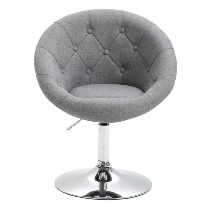 Havanna cocktailstoel, lounge, clubstoel, draaistoel, retro barkruk, stof, grijs