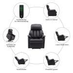 Relaxstoel met opstahulp en ligfunctie 7299, televisiestoel, elektrisch verstelbaar, tv-stoel voor senioren, woonkamer (kunstleer, zwart)