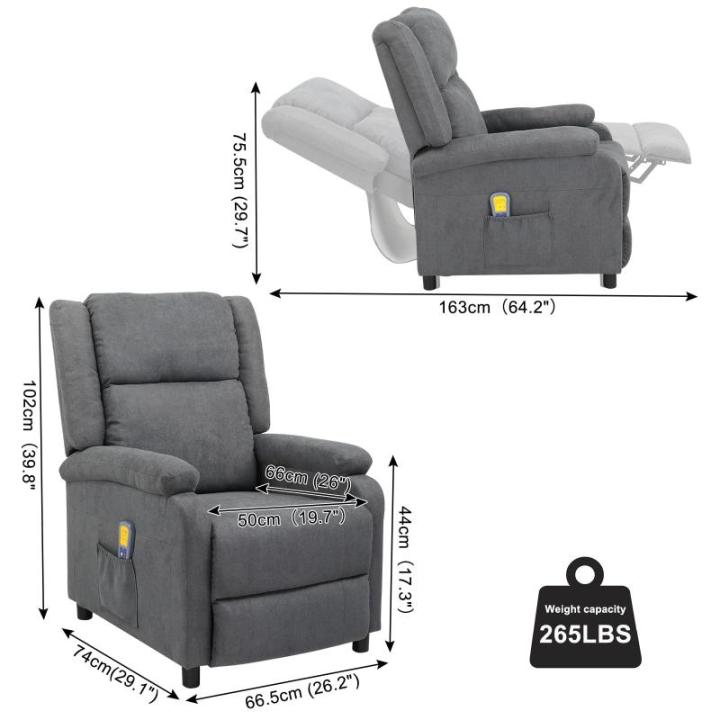 Televisiestoel, relaxstoel, relaxstoel met verstelbare beensteun en ligfunctie, ligstoel, tot 120 kg, enkele bank